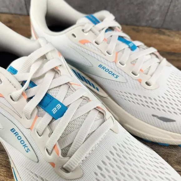 Brooks Adrenaline GTS 23 Size 8.5 Womens Coconut Papaya Blue White Running Shoes