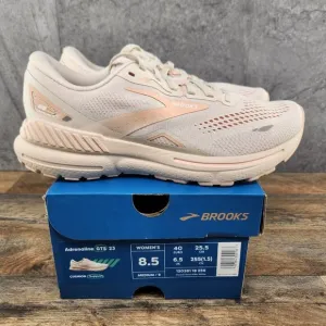 Brooks Adrenaline GTS 23 Size 8.5 Womens Crystal Grey White Beige Running Shoes