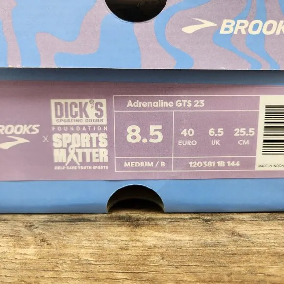 Brooks Adrenaline GTS 23 Sz 8.5 Womens Beige Ivory Purple Blue Running Shoes