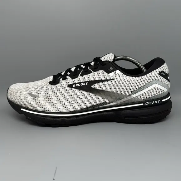 Brooks Ghost 15 White Black Running Shoes 1103931D121 Men's Sz 12 EU 46