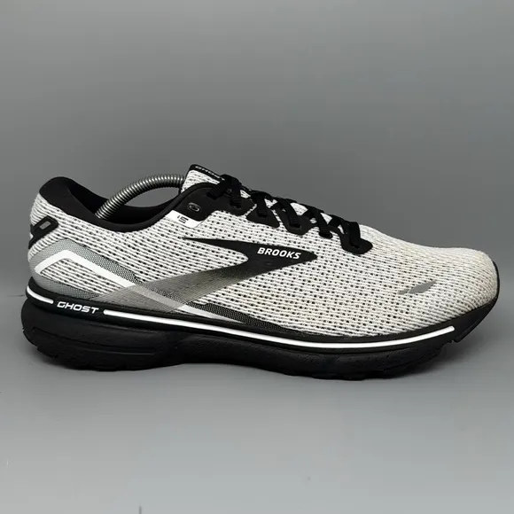 Brooks Ghost 15 White Black Running Shoes 1103931D121 Men's Sz 12 EU 46