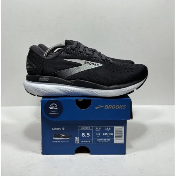 Brooks Ghost 16 Black Running Shoes 1204071B090 Women’s Size 6.5 B Medium