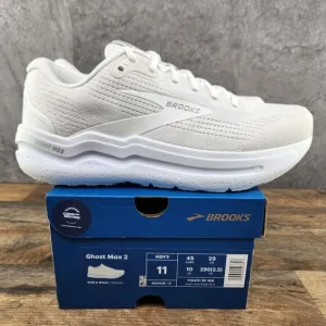 Brooks Ghost Max 2 Size 11 Mens Bright White Casual Athletic Running Shoes