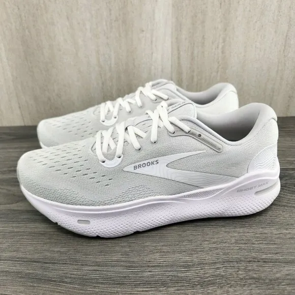 Brooks Ghost Max Size 11 Mens White Oyster Metallic Silver Running Shoes