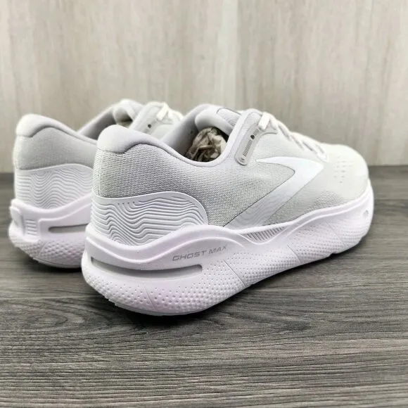 Brooks Ghost Max Size 11 Mens White Oyster Metallic Silver Running Shoes