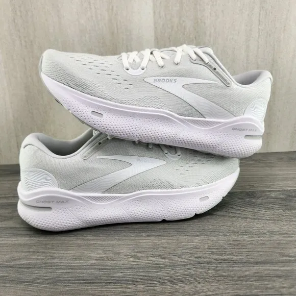 Brooks Ghost Max Size 11 Mens White Oyster Metallic Silver Running Shoes