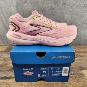 Brooks Glycerin 21 Sz 11 Womens Sz 10 Men Zephyr Violet Green Pink Running Shoes