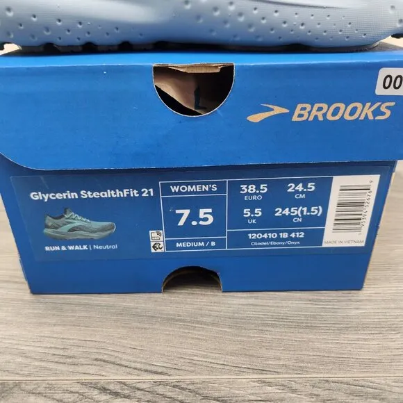 Brooks Glycerin StealthFit 21 Size 7.5 Womens Citadel Ebony Blue Running Shoes