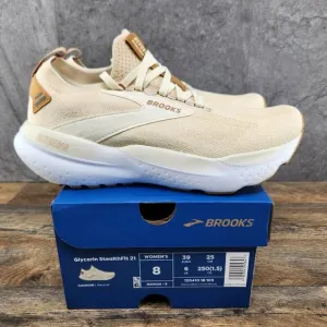 Brooks Glycerin StealthFit 21 Size 8 Womens Cream Beige Running Shoes New
