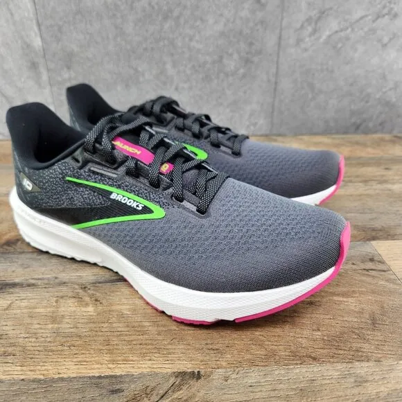 Brooks Launch 10 Size 8.5 Womens Black Blackened Pearl Green Grey Running Shoes