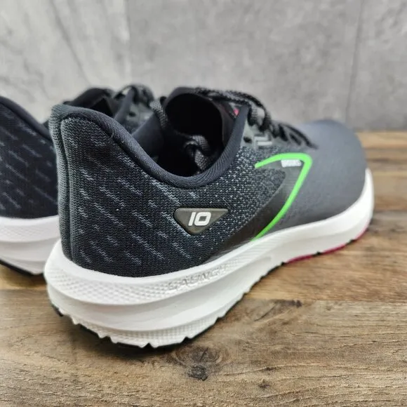 Brooks Launch 10 Size 8.5 Womens Black Blackened Pearl Green Grey Running Shoes