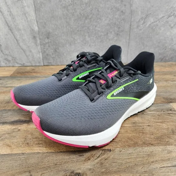 Brooks Launch 10 Size 8.5 Womens Black Blackened Pearl Green Grey Running Shoes