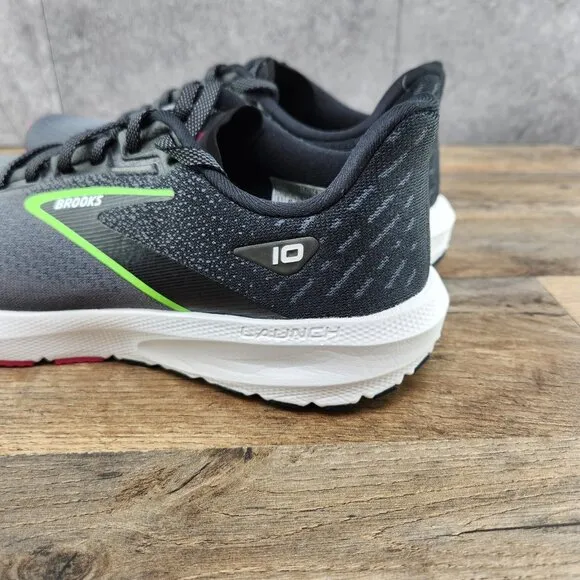 Brooks Launch 10 Size 8.5 Womens Black Blackened Pearl Green Grey Running Shoes