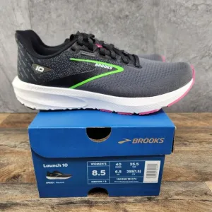 Brooks Launch 10 Size 8.5 Womens Black Blackened Pearl Green Grey Running Shoes