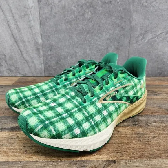Brooks Launch 10 Size 9.5 Lucky Clover Mens Green St Patrick Running Shoes