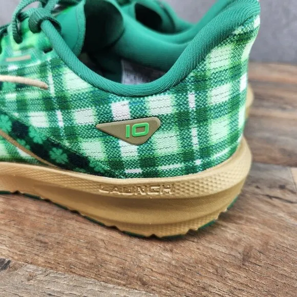 Brooks Launch 10 Size 9.5 Lucky Clover Mens Green St Patrick Running Shoes