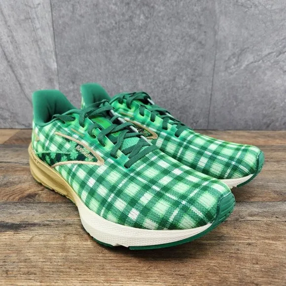 Brooks Launch 10 Size 9.5 Lucky Clover Mens Green St Patrick Running Shoes
