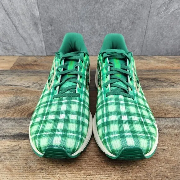 Brooks Launch 10 Size 9.5 Lucky Clover Mens Green St Patrick Running Shoes