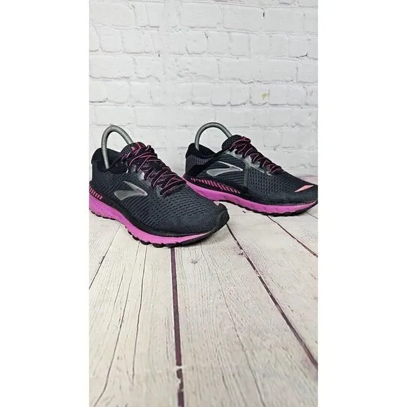 Brooks Adrenaline 20 Ebony Black Purple Athletic  Running Shoes Women's Size 6