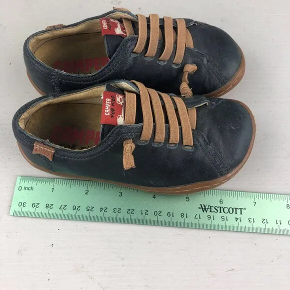 Camper Kids Size 26 (9.5) Peu Blue Leather Closed Toe Lace-Up Low Top Shoes