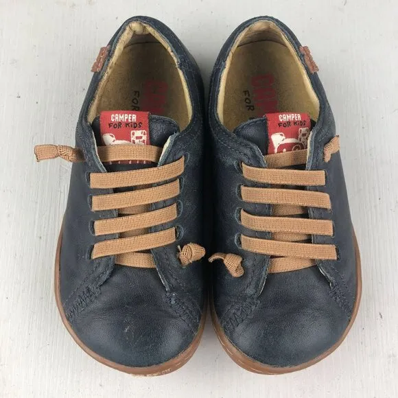 Camper Kids Size 26 (9.5) Peu Blue Leather Closed Toe Lace-Up Low Top Shoes