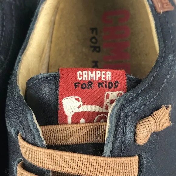 Camper Kids Size 26 (9.5) Peu Blue Leather Closed Toe Lace-Up Low Top Shoes