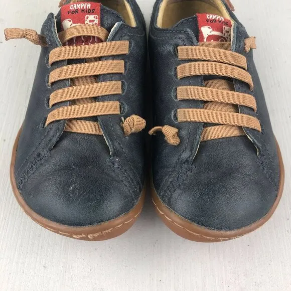 Camper Kids Size 26 (9.5) Peu Blue Leather Closed Toe Lace-Up Low Top Shoes