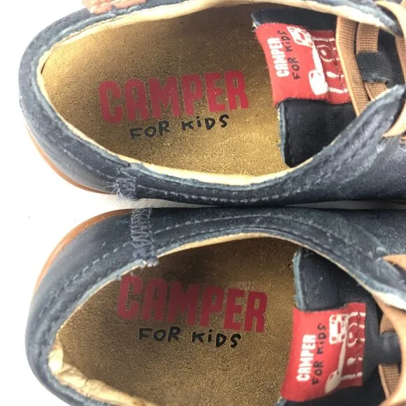 Camper Kids Size 26 (9.5) Peu Blue Leather Closed Toe Lace-Up Low Top Shoes