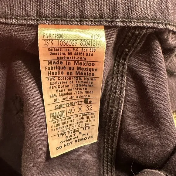 Carhartt FR FRB240 DNY Flame Resistant Cargo Pants Dark Navy Size 40x32
