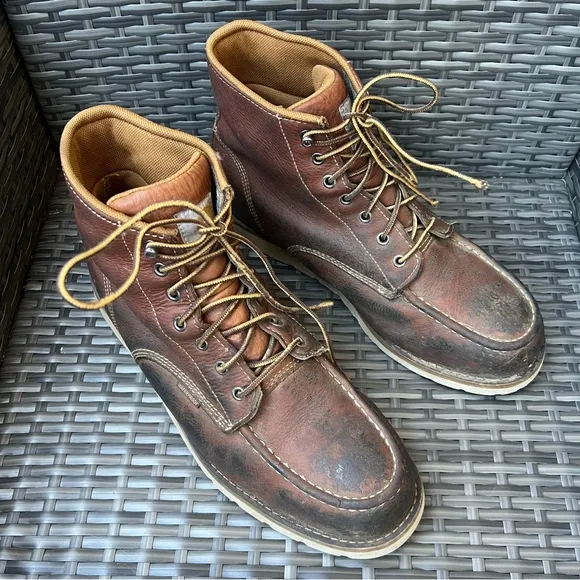 Carhartt Men's Brown Leather  Steel Toe Safety Work Boots Size 12 M Distressed