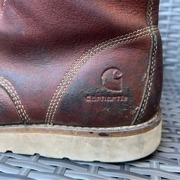 Carhartt Men's Brown Leather  Steel Toe Safety Work Boots Size 12 M Distressed