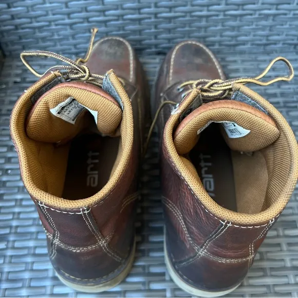 Carhartt Men's Brown Leather  Steel Toe Safety Work Boots Size 12 M Distressed