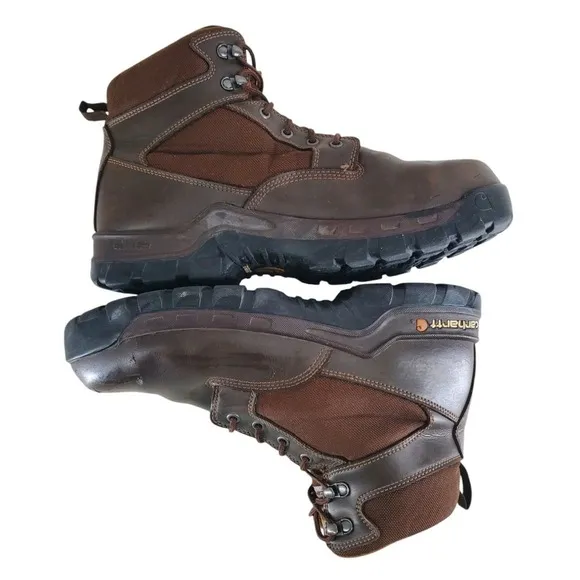 Carhartt Rugged Flex 6&quot; Boots Mens 11 W Brown Leather Safety Steel Toe Work READ