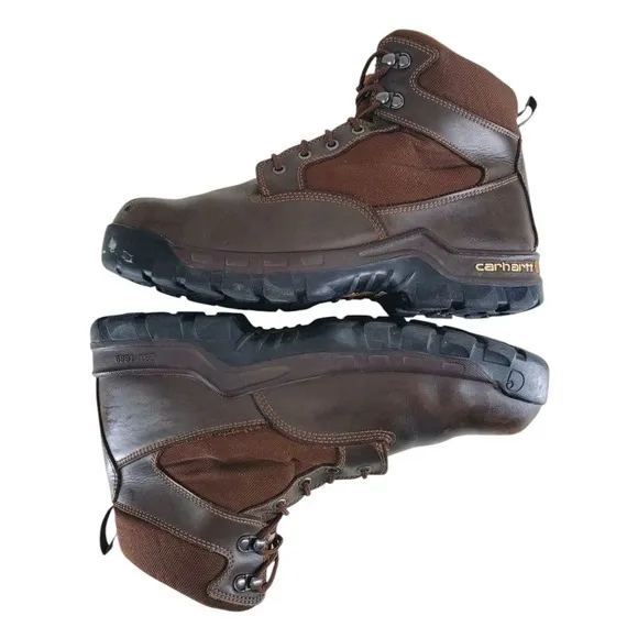 Carhartt Rugged Flex 6&quot; Boots Mens 11 W Brown Leather Safety Steel Toe Work READ