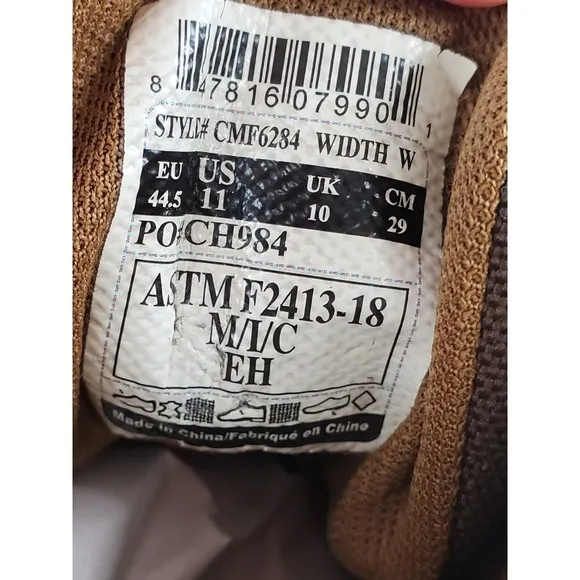 Carhartt Rugged Flex 6&quot; Boots Mens 11 W Brown Leather Safety Steel Toe Work READ