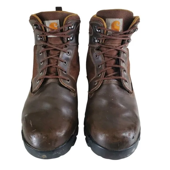 Carhartt Rugged Flex 6&quot; Boots Mens 11 W Brown Leather Safety Steel Toe Work READ
