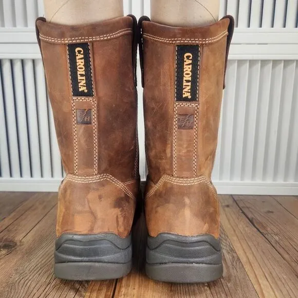 Carolina 10&quot; Waterproof EH Safety Toe Work Boots CA2520 Mens 8.5 D Brown Leather