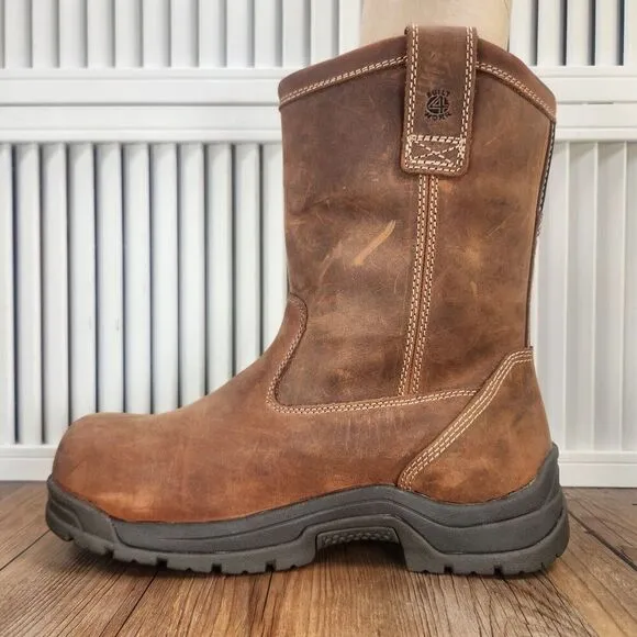 Carolina 10&quot; Waterproof EH Safety Toe Work Boots CA2520 Mens 8.5 D Brown Leather