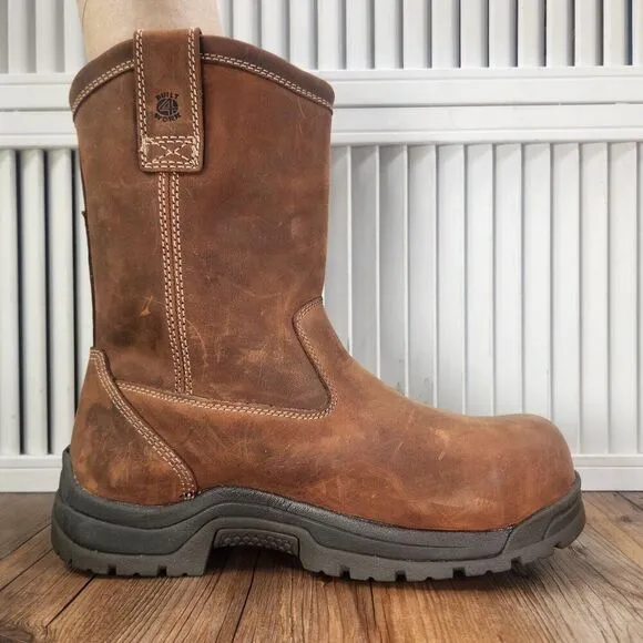 Carolina 10&quot; Waterproof EH Safety Toe Work Boots CA2520 Mens 8.5 D Brown Leather