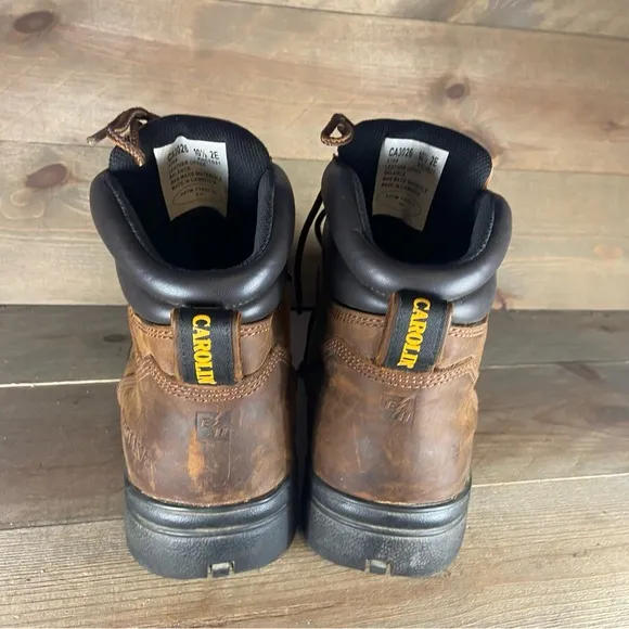 carolina engineer mens size 10.5 wide EE shoes brown leather steel toe work boot