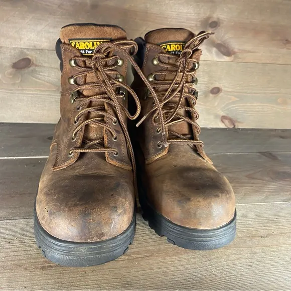 carolina engineer mens size 10.5 wide EE shoes brown leather steel toe work boot