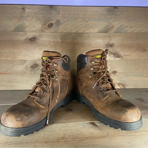 carolina engineer mens size 10.5 wide EE shoes brown leather steel toe work boot