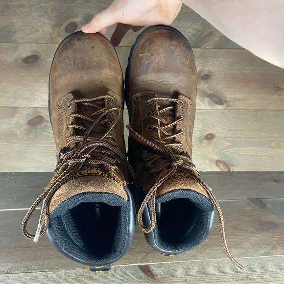 carolina engineer mens size 10.5 wide EE shoes brown leather steel toe work boot