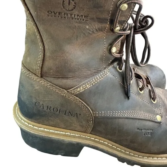 Carolina Mens Non-Metallic Toe Work Boots Size 12D Leather Upper Brown