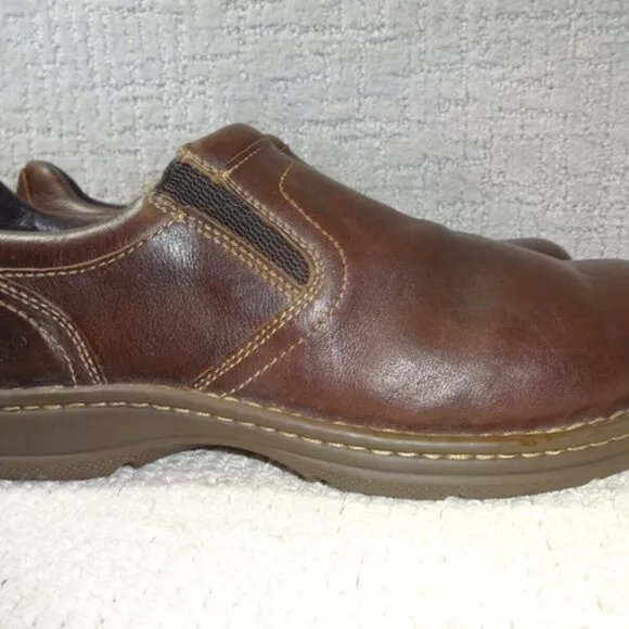Carolina Opanka Mens Size 11.5 EE Brown Leather Steel Toe Slip On Shoes CA3582