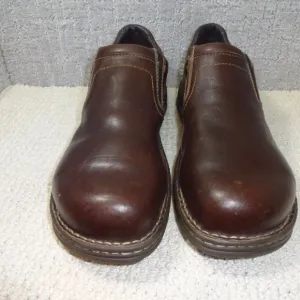 Carolina Opanka Mens Size 11.5 EE Brown Leather Steel Toe Slip On Shoes CA3582