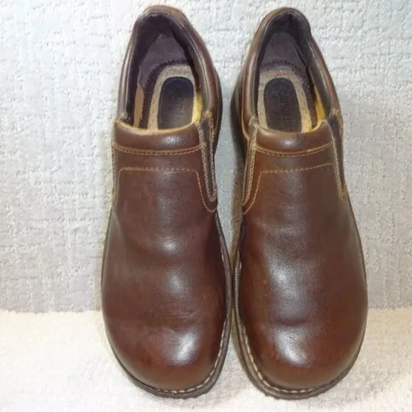 Carolina Opanka Mens Size 11.5 EE Brown Leather Steel Toe Slip On Shoes CA3582