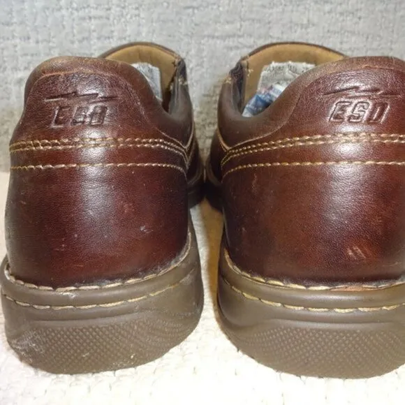 Carolina Opanka Mens Size 11.5 EE Brown Leather Steel Toe Slip On Shoes CA3582