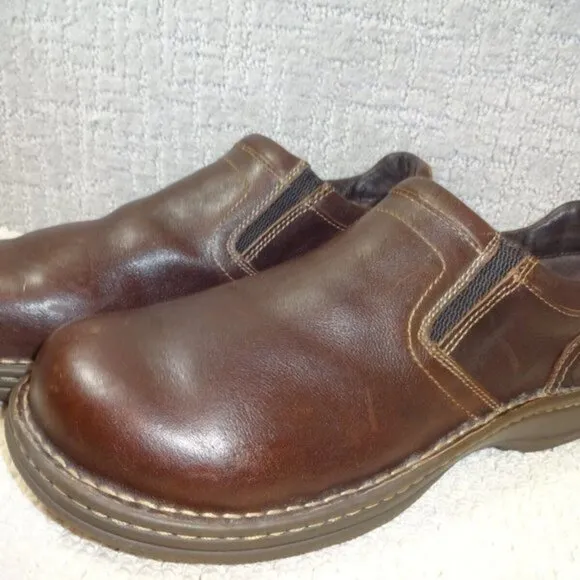 Carolina Opanka Mens Size 11.5 EE Brown Leather Steel Toe Slip On Shoes CA3582