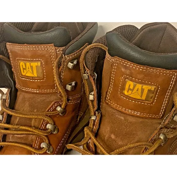 CAT Caterpillar Men's 12 M Leather Steel Toe Safety Work Boots Brown Gorpcore